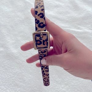 Leopard print leather belt (44inches long)